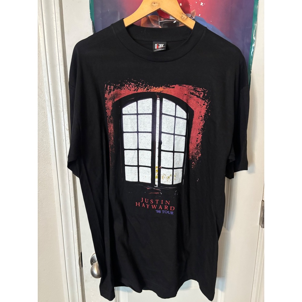 Vintage Justin Hayward 98 Tour Shirt Giant Tag Black Large Moody Blues Rock Tee